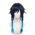 Anime Cosplay Wig, Genshin Impact Wig, with two Wig Caps, for Halloween, Party & etc. (Venti Cosplay)