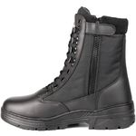 Savage Island Black Leather Army Patrol Combat Boots Side Zip Tactical Cadet Security Military (9 UK)