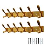Profynd Metal Wall Hook 6 Legs Gold Finish, Strong Hook Plate/Wall Mounting/Door Back Hanger Pins for Hanging Clothes Towel Keys Bags, Hanger for Bedroom Bathroom Wardrobes (Pack of 2)