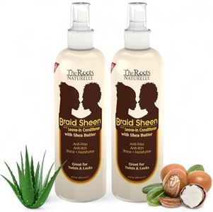 The Roots Naturelle Braid Sheen Braid Spray Twin Pack | 24 Fl Oz | Leave-in Conditioner with Shea Butter | Enriched with Vitamins and Essential Oils | Anti-Itch, Anti-Frizz | Great for Twists and Locs