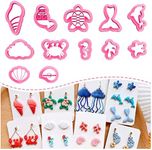 Keoker Polymer Clay Cutters, Ocean Clay Cutters for Polymer Clay Jewelry, 12 Shapes Sea Life Clay Earring Cutters, Small Earring Cutters for Polymer Clay Making (Coastal Clay Cutters)