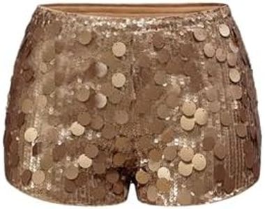 Floerns Women's Low Waist Sequin Mini Mirco Shorts Shiny Music Festival Party Club Hot Pants Gold Medium