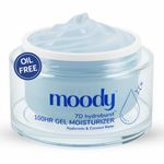 Moody 7D Hydro Burst Oil-Free Water Gel Face Moisturizer with Hyaluronic Acid, Ceramides & Peptides for 100HR Hydration | Skin Barrier Repair Cream For All Skin Types | Men & Women, 50 ml