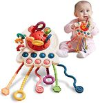 QINGBAO Baby Toys 6 to 12 Months, Sensory & Montessori Toys for 1 Year Old, Octopus Pull String Toys, Travel & Teething Toys for Car Seat, Baby Girl Boy Gifts for 6, 9, 12, 18 Months Infant Toddler