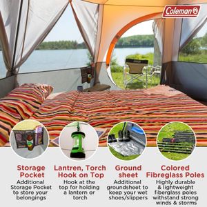Coleman 8-Person Tent, Orange – Unisex Family Camping Shelter