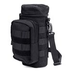 TsunNee Tactical Molle Water Bottle Pouch, Hydration Carrier Holder with Extra Accessory Pouch and Detachable Shoulder Strap for Military Sport Bike, Black