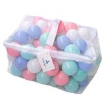 Wonder Space Soft Pit Balls, Chemical-Free Crush Proof Plastic Ocean Ball, BPA Free with No Smell, Safe for Toddler Ball Pit/Kiddie Pool/Indoor Baby Playpen, Pack of 100, (Mix - Pastel)