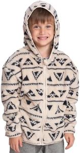 Mad Dog Boys Fleece Sherpa Jacket, Cozy Soft Zip Winter Hoodie Sweatshirt for Kids & Toddlers Age 2-11 Y, 8-9 Y, Beige Geometric Print