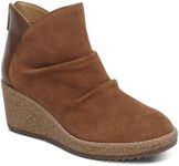 Aetrex Women's Kara Orthopedic Wedge Ankle Boots Low Heel Booties for Women, Cognac, 9-9.5