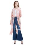 Anna-Kaci Womens Long Embroidered Lace Half Sleeves Kimono Cardigan, Mauve, OneSize