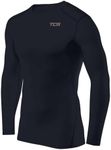 TCA Boys' HyperFusion Compression Base Layer Top Long Sleeve Under Shirt - Crew Neck - Navy Blazer, 12-14 Years (Boys X-Large)
