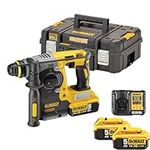 DEWALT 18 V XR Brushless 24 mm, 2 kg SDS-Plus Hammer, 2 x 5 Ah ,Multi-colour,DCH273P2-GB,2 x 18V 5.0Ah Li-Ion Batteries