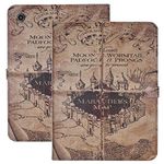 YHB Case for iPad Mini 5 2019 (5th Generation 7.9 inch), iPad Mini 4, Slim Folding Case PU Leather Stand Shockproof Soft TPU Cover, Marauder's Map Vintage