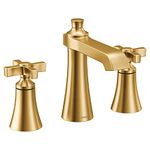 Moen TS6985BG Flara Two 8 in. Widespread Cross Handle Bathroom Faucet Trim Kit Valve Required, Brushed Gold