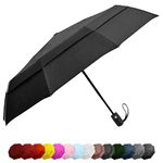 EEZ-Y Compact Travel Umbrella w/Windproof Double Canopy Construction - Auto Open Close Button for One Handed Operation - Sturdy Portable and Lightweight for Easy Carry
