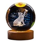 KAZETEC 3D Crystal Ball Night Light, Cat Gifts for Cat Lovers for Women, Nightlight Decolamp, Crystal Cat Figurines Lamp for Bedroom Decor, Ideal Cat Gifts for Cat Lovers2.35inch(60mm)