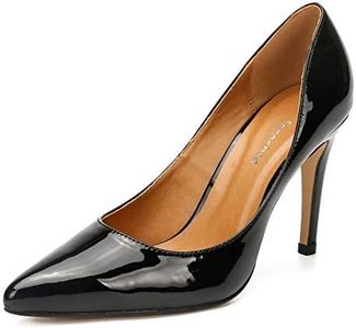 fereshte Unisex Crossdress Pointy Toe Slip On Stilettos High Heels Dress Pumps Shoes Plus Size Black EU40