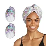 Turbie Twist Microfiber Hair Towel Wrap for Women and Men | 2 Pack | Bathroom Essential Accessories | Quick Dry Hair Turban for Drying Curly, Long & Thick Hair (Purple Paisley)