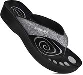 Aerosoft Womens Gliteratti Flip Flop, Adult, Glitter Grey, 7