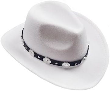 keland Cappello da Cowboy in Feltro Cappello da Cowgirl Cappello Western Cappello Occidentale per Donna Uomo (Bianco)