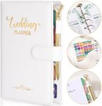 Wedding Planner - Wedding Planning Book and Organizer for the Bride with 5 Tabbed Sections, 9.2" x 6.9", Wedding Planner Binder with Leather Cover, 5 Inner Pocket, Sticker, Pen Loop