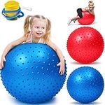 2 Pcs 26 Inch Bouncy Balls for Toddlers and Kids, Big Knobby Balls, Large Yoga Ball Beach Ball Sensory Ball Bouncy Exercise Ball Massage Ball Spiky Stress Ball with Pump for Jumping, Play Exercise