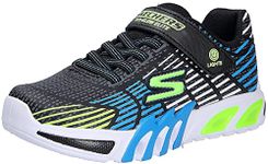 Skechers Boy's Flex-glow Elite Sneaker, Black Synthetic Trim Blue Lime Trim Whi, 2 UK Child