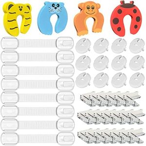 47 Pcs Kit Seguridad Bebe para Bebés y Niños – 12 Protector Enchufes & 3 Llaves+20 Protectores de Esquina de Mesa+8 Cerraduras de Seguridad para Bebés y Niños+4 Bloqueo de Puerta Anti Pellizco