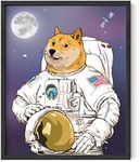 HAUS AND HUES AstroDoge Funny Poster Dorm Decor, Funny Doge Meme Poster for College Room Decor, Cool Posters and Funny Meme Posters for Teens AstroDoge Art Print Framed Black - 16x20