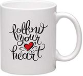 Alexus Follow Your Heart Printed Cup for Valentines Day Gift for Your Love One Ceramic Tea & Coffee Mug