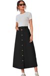 Tripursundari Fashion Z Black Buttoned A-Line Maxi Denim Woman Skirt (42)