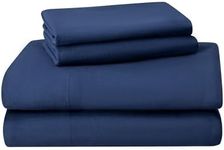 Featherhead Home Cotton Flannel (Medium Weight) - Extra Soft and Breathable Flannel Bedding Sheet Set for Warm and Cozy Comfort. (Navy Blue, King)