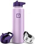 IRON °FLASK Camping & Hiking Hydration Flask, Wide Mouth, 3 Straw Lids, Stainless Steel Outdoor Water Bottle, Double Walled, Insulated Thermos, Metal Canteen - Lavender Bliss, 40 Oz