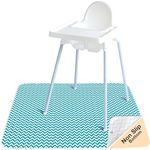 TotsAhoy! Non Slip Splash Mat for Under Highchair Floor Protector – Washable Play Mats for Floor - Waterproof Non Slip Mat - Great as a Baby Mat, Craft Mat, or Baby Play Mat (Aqua Chevron)