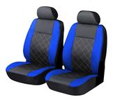 Carseatcover-UK® Front Pair of BLUE/BLACK KNIGHTSBRIDGE LEATHER LOOK Car Seat Covers