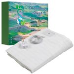 Earthing Grounding Fitted California King Size Sheet – 95% Cotton and 5% Soft Silver Conductive Thread for Healing and Better Sleep, supplied with a 5m earth cable and UK double outlet grounding plug