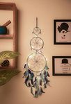 BS AMOR Dream Catcher with Lights, Wall Hangings, Crafts, Home Décor, Handmade for Bedroom, Balcony, Garden, Party, Café, Decoration, Wedding, Decorative, Blue Pastel Green Feathers (17 cm Diameter)