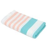 Mush Extra Large Cabana Style Turkish Towel | 100% Bamboo Bath Towel (90 x 160 cms) - Ideal for Beach, Bath, Pool etc (Peach & Turquoise, Pack of 1)