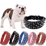 Spiked Studded Dog Collar, Rivet PU Leather Dog Collars Durable Adjustable For Medium & Large Pets Pitbull bully Dog Rottweiler Black M