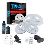 TRQ Front & Rear Ceramic Brake Pad & Performance Rotor Kit w/Chemicals