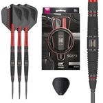 TARGET Darts Scope Steel Tip Swiss Point Darts, 90% Tungsten Dart Set, Barrel 04-24G | Steel Tip Dart Sets, Red & Black Darts, Professional Dart Set with Swiss Points & Tool