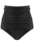 RELLECIGA Women's Black High Waisted Ruched Bikini Bottom Size XXX-Large