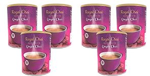 Royal Chai Ginger Unsweetened Tub 400g (Pack of 6) – Premium Instant Tea – Ginger Tea – Natural – Instant Ginger Indian Tea