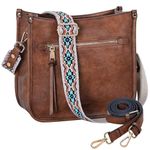 VASCHY Crossbody Bag for Women, Fashion Vegan Leather Hobo Handbag Shoulder Bag Purse with Detachable Guitar Strap,Brown