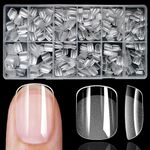 LoveOurHome 600pc Gel X Nail Tips Short Square Fake Nail Tips Full Cover Clear False Nails XS Artificial Fingernails Soft Gel X Nail Art Tips for Acrylic Nails Extension Press on Nail Making