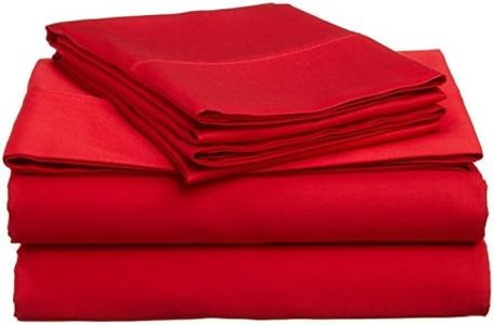 Luxury Sheets Trusted by The Biggest Hotels Red Solid 4-Piece Queen Bed Sheet Set Real Egyptian Cotton, Sateen Solid, Fitted Sheet Fit up to 15 Inches Deep Pocket