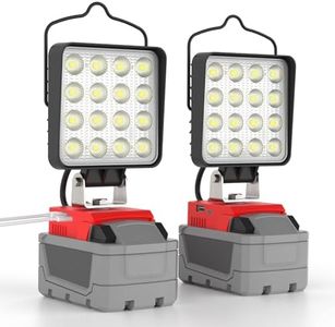 wokelux 2 Pack LED Work Light for Milwaukee M18 18V Battery, Upgraded 76W 10000LM Cordless LED Work Light with USB and Type-C Charging Port, Outdoor Lighting (Battery Not Included)