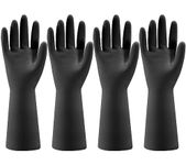 Bamllum 4 Pairs Rubber Kitchen Dishwashing Gloves - Reusable Household Cleaning Gloves for Washing Dishes and Cleaning Tasks, Flexible Durable and Non-Slip (Medium, Black)