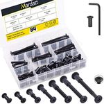 Mardatt 85pcs 7 Sizes M6x16mm/25mm/35mm/45mm/55mm/65mm/75mm Black Hex Socket Cap Bolts and Barrel Nuts Assortment Kit, Crib Bolts Binding Bolt Screw Post for Belt Buckle Leather Furniture