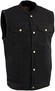 Milwaukee Leather DM2238 Men's Classic Black Denim Club Style Vest with Snap Button Closure - Small